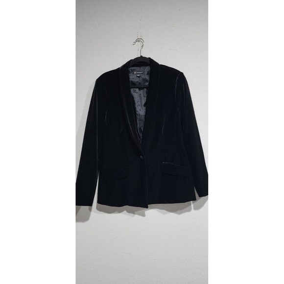 INC Women's Velvet Blazer Black Petite Size L - Picture 1 of 13